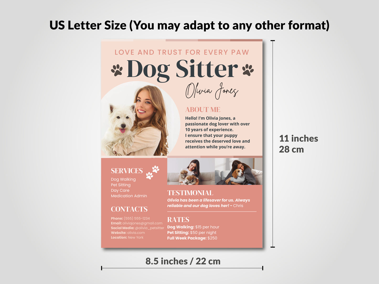 Dog Sitter Resume Template - Editable Canva Design