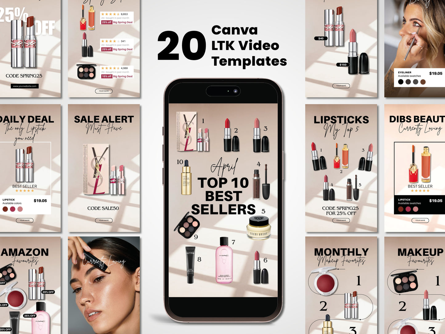 20 LTK Canva Video Templates – Beauty and Makeup | Best Sellers Edition