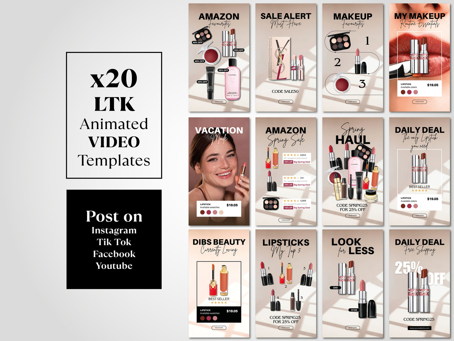 20 LTK Canva Video Templates – Beauty and Makeup | Best Sellers Edition
