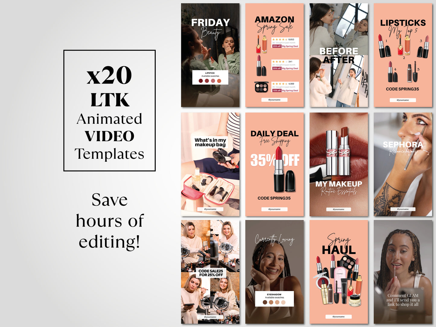 LTK Canva 20 Video Templates – Influencer | Beauty & Makeup Edition