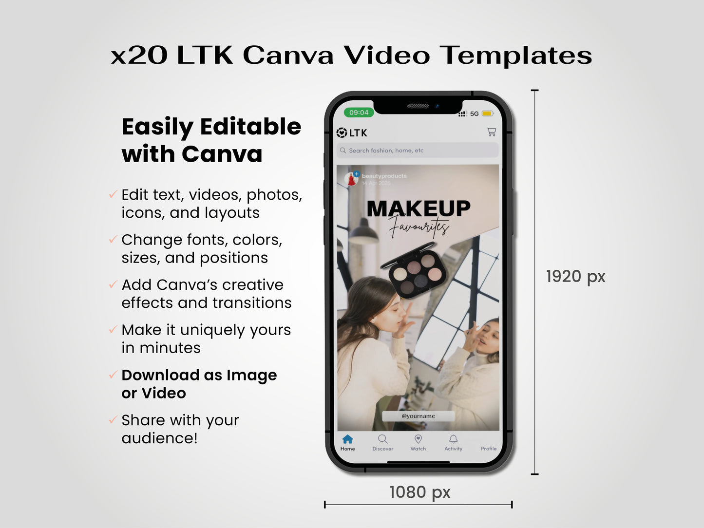 LTK Canva 20 Video Templates – Influencer | Beauty & Makeup Edition