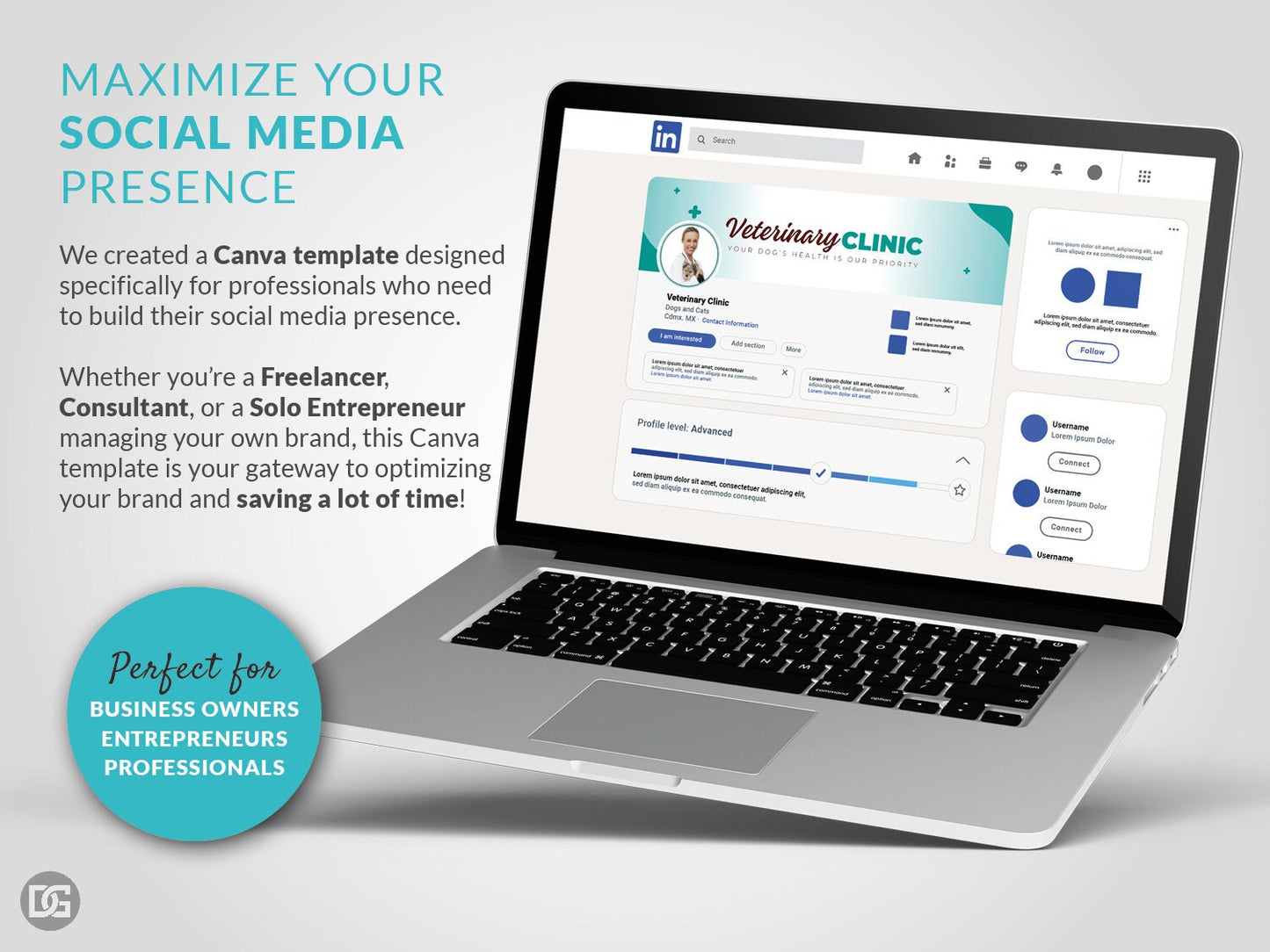 Editable Canva template, DIY social media kit Canva design, Linkedin YouTube Facebook templates, customizable banner posts and profile photo