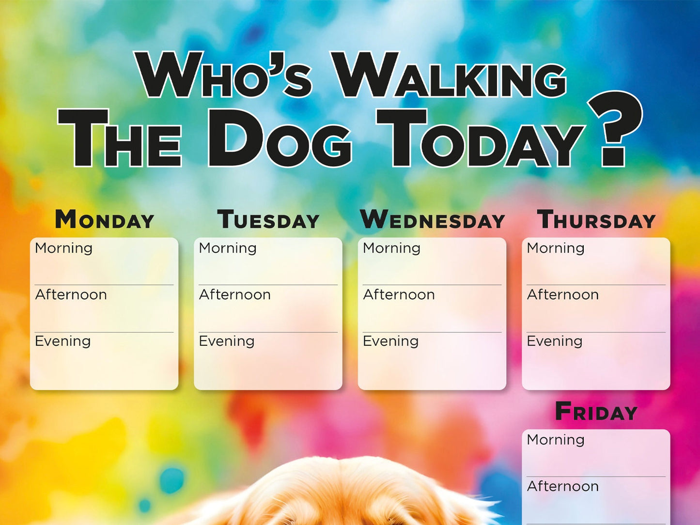 Printable planner Walking Dog weekly schedule, Planner Sheet for dog walking Dog lover gift family organizer planner family Golden Retriever
