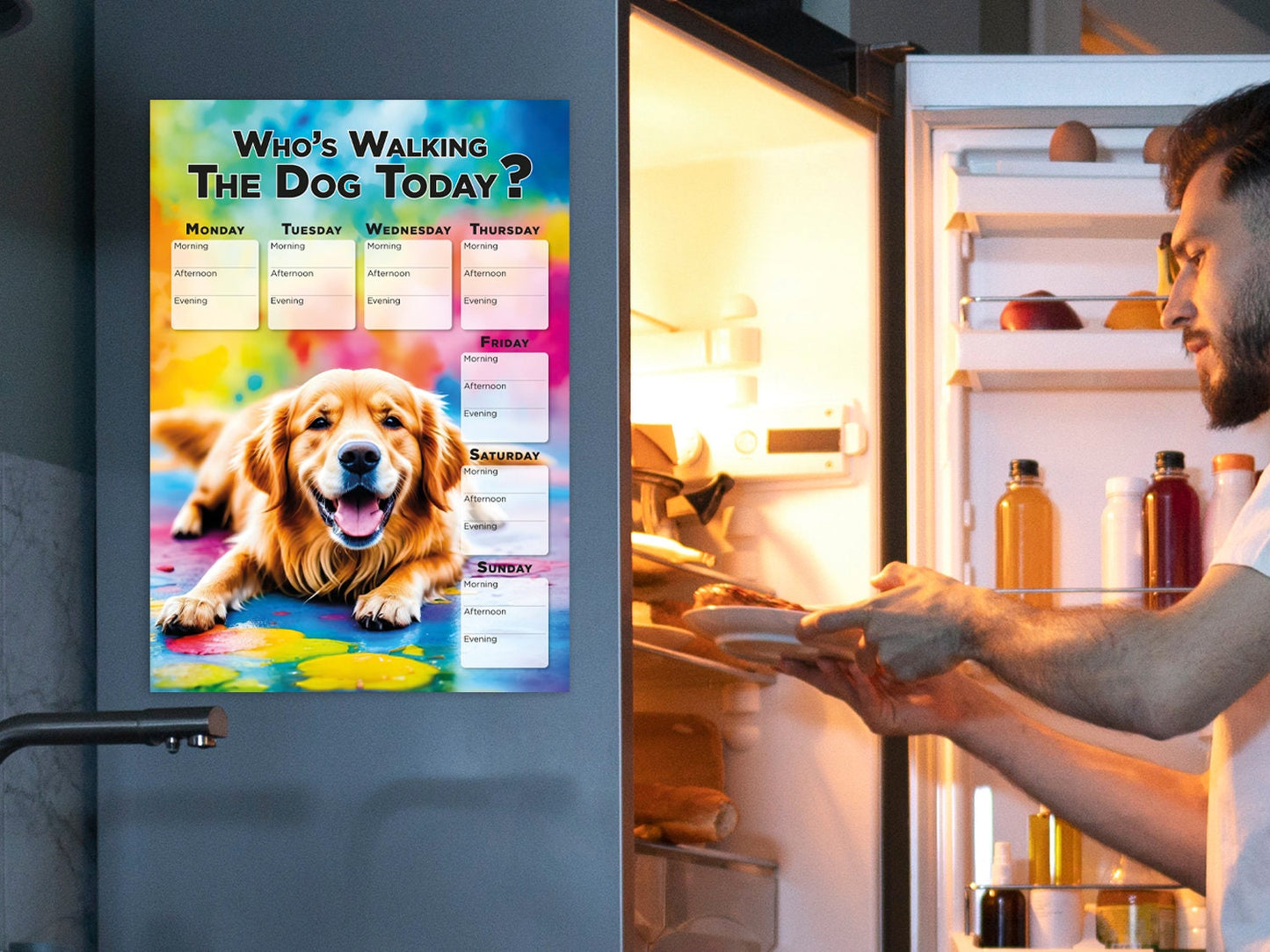 Printable planner Walking Dog weekly schedule, Planner Sheet for dog walking Dog lover gift family organizer planner family Golden Retriever