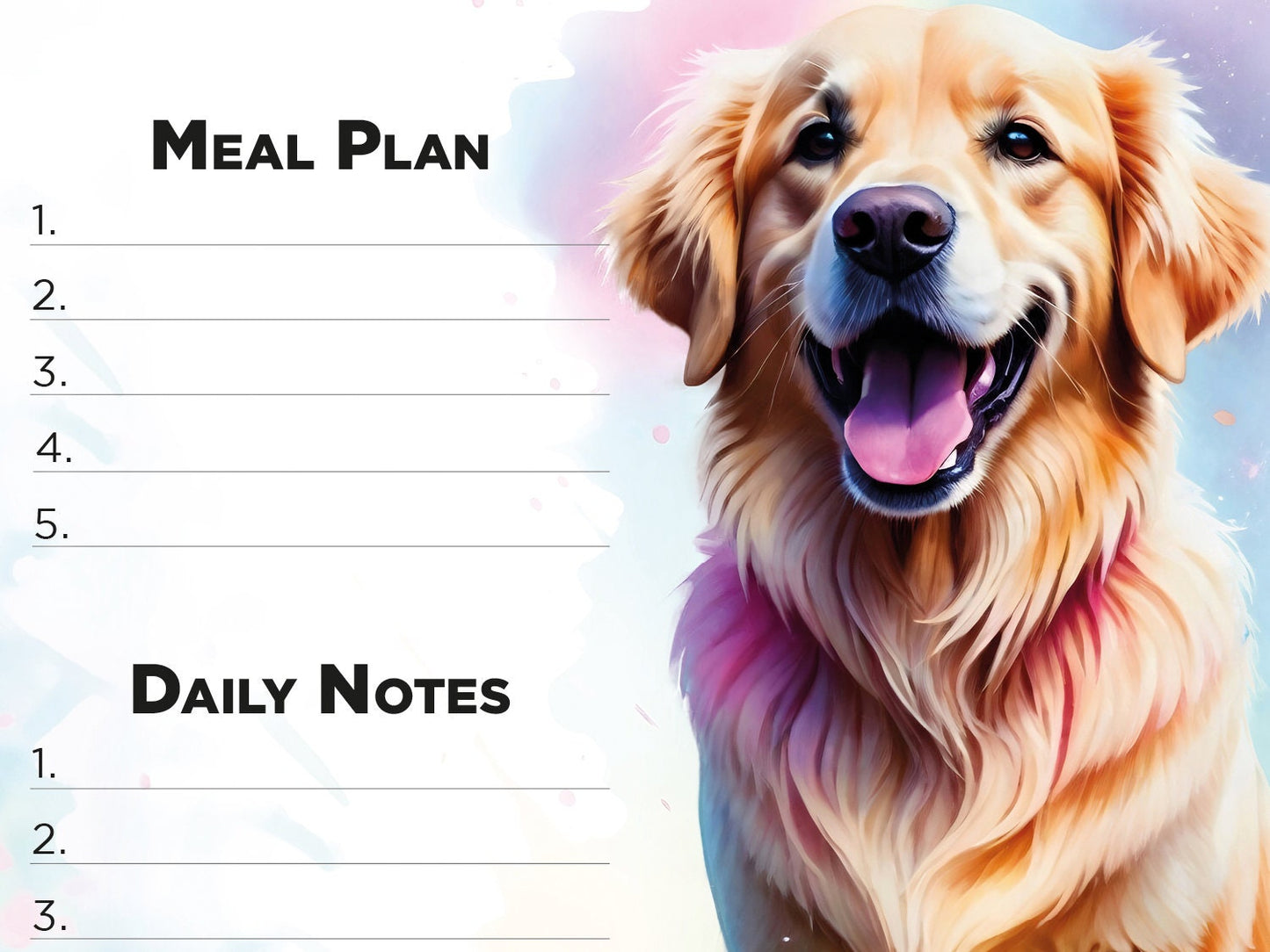Editable Printable and Digital use Golden Retriever Dog Daily planner schedule Planner Sheet PDF dog tasks, Dog lover, dog sitting gift home