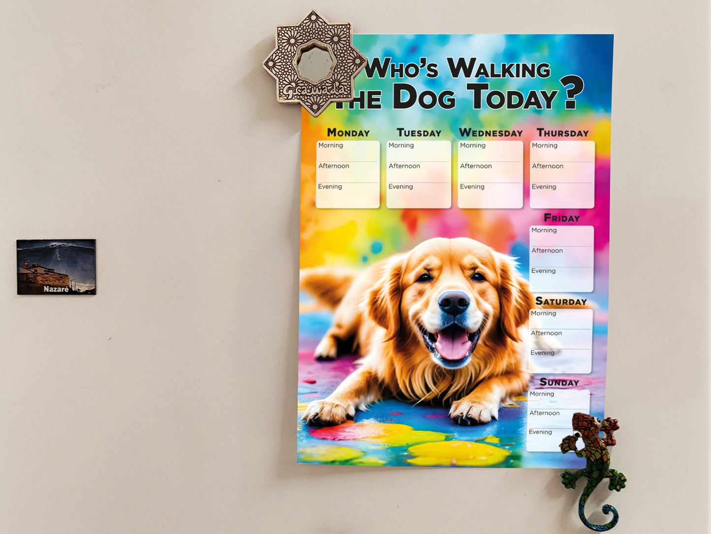 Printable planner Walking Dog weekly schedule, Planner Sheet for dog walking Dog lover gift family organizer planner family Golden Retriever