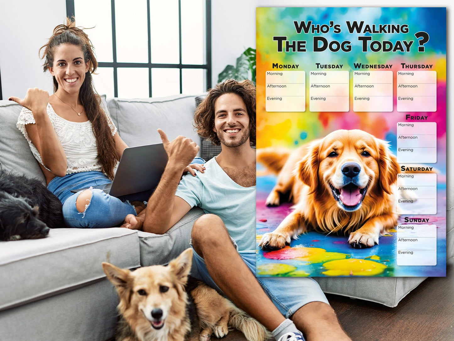 Printable planner Walking Dog weekly schedule, Planner Sheet for dog walking Dog lover gift family organizer planner family Golden Retriever