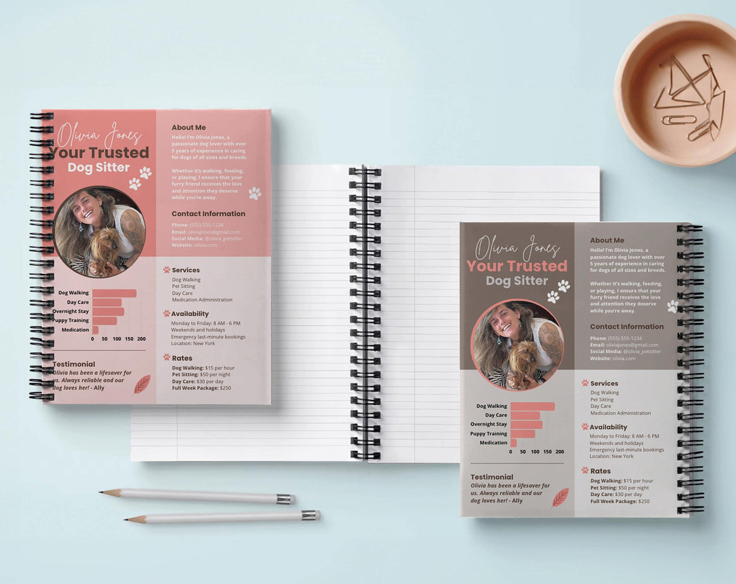 Dog Sitter Kit Profile notes CANVA Template resume editable Professional Pet Care Services Resume custom Media Kit dog sitting Pet Sitting