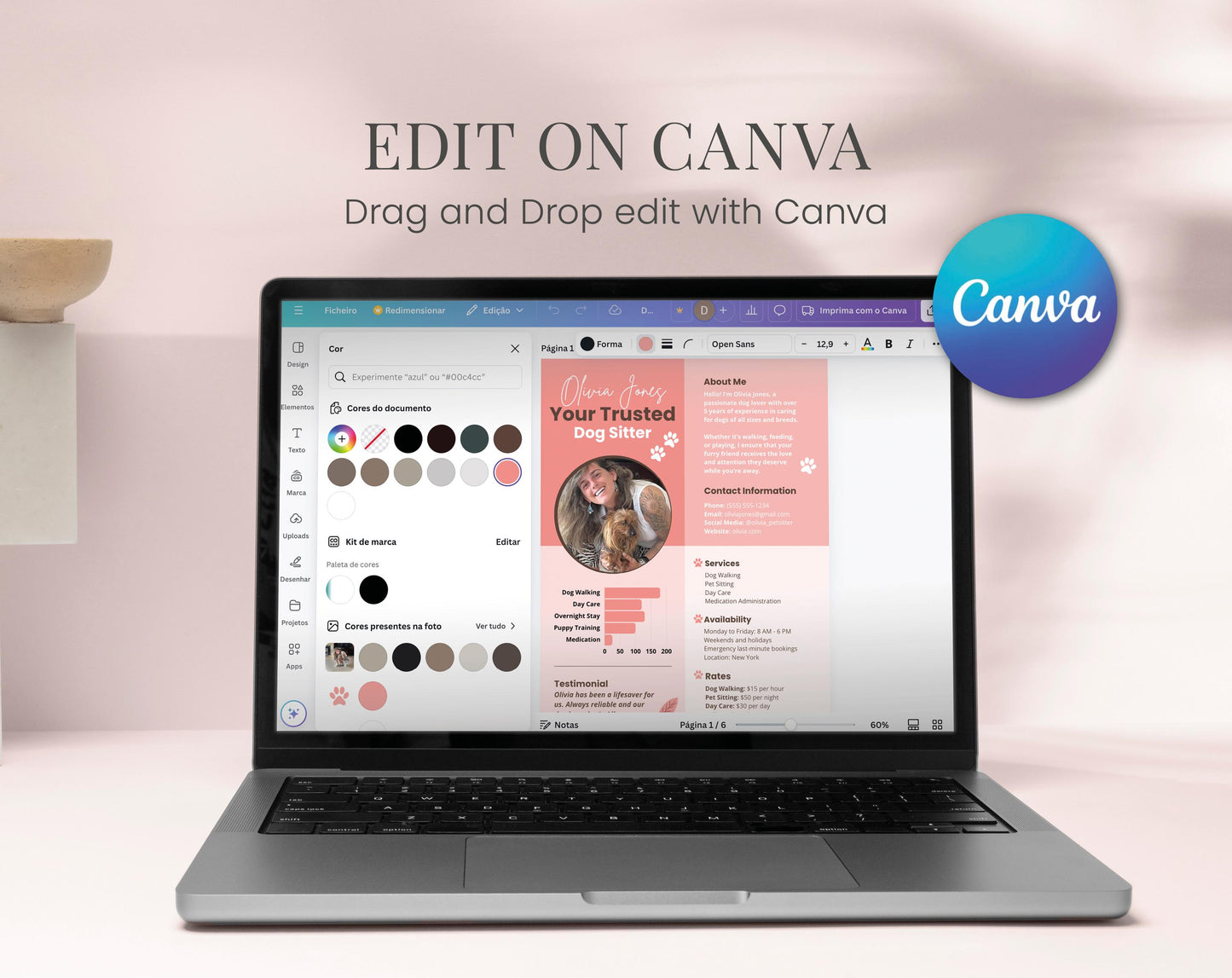 Dog Sitter Kit Profile notes CANVA Template resume editable Professional Pet Care Services Resume custom Media Kit dog sitting Pet Sitting