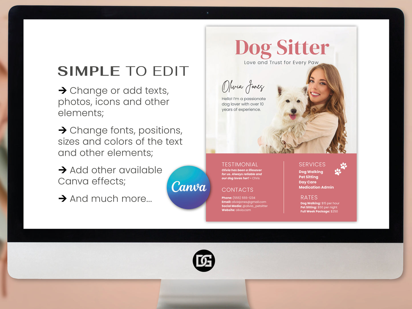 Dog Sitter Resume Kit - Professional Canva Template