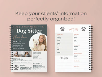 Dog Sitter Profile Canva Editable Template