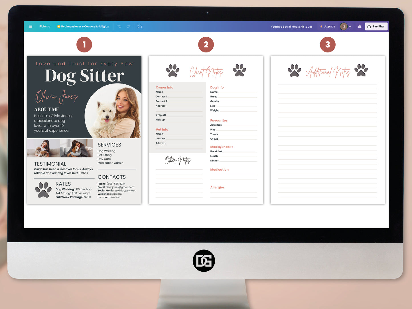 Dog Sitter Profile Canva Editable Template