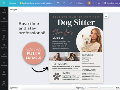 Dog Sitter Profile Canva Editable Template