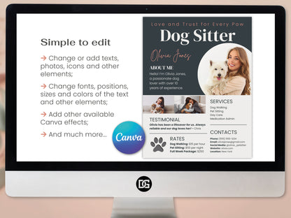 Dog Sitter Profile Canva Editable Template