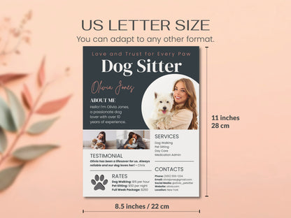 Dog Sitter Profile Canva Editable Template