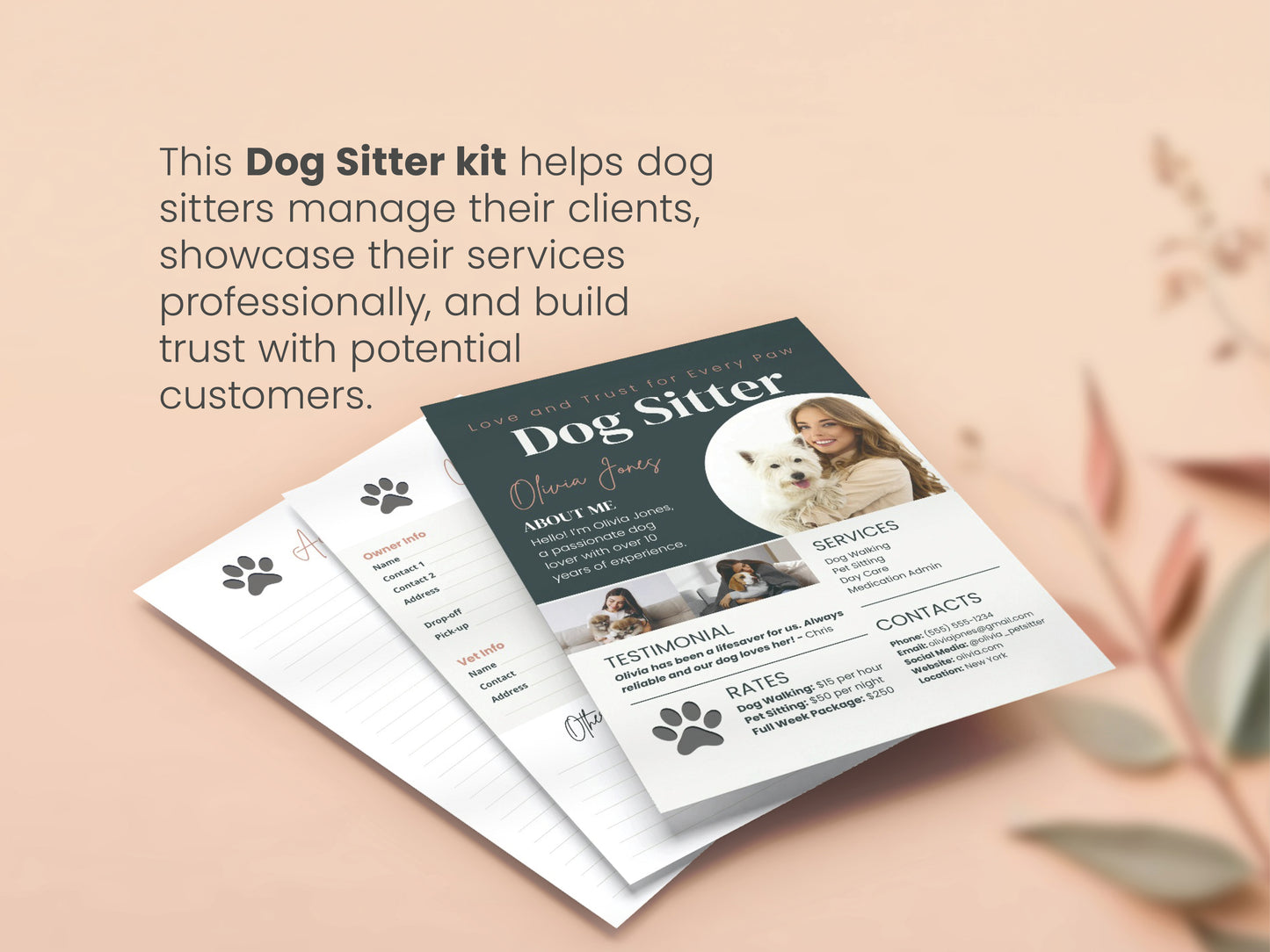 Dog Sitter Profile Canva Editable Template