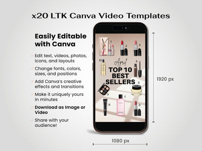 20 LTK Canva Video Templates – Beauty and Makeup | Best Sellers Edition