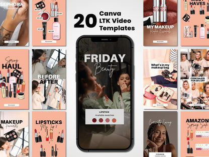 LTK Canva 20 Video Templates – Influencer | Beauty & Makeup Edition