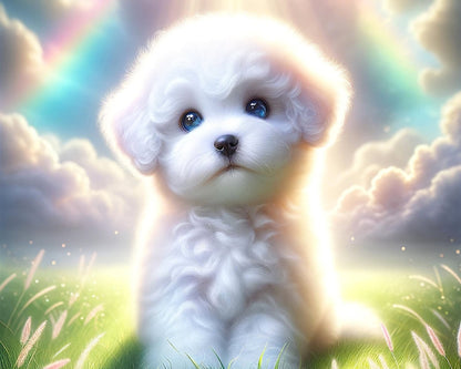 Bichon Frise Puppy - iPhone wallpaper cute puppy dog lovers animal screen smartphone pet background art modern contemporary fluffy portrait