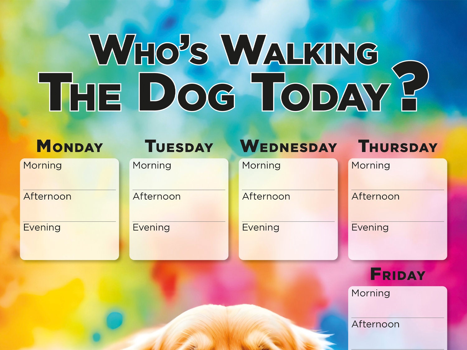 Printable planner Walking Dog weekly schedule, Planner Sheet for dog walking Dog lover gift family organizer planner family Golden Retriever