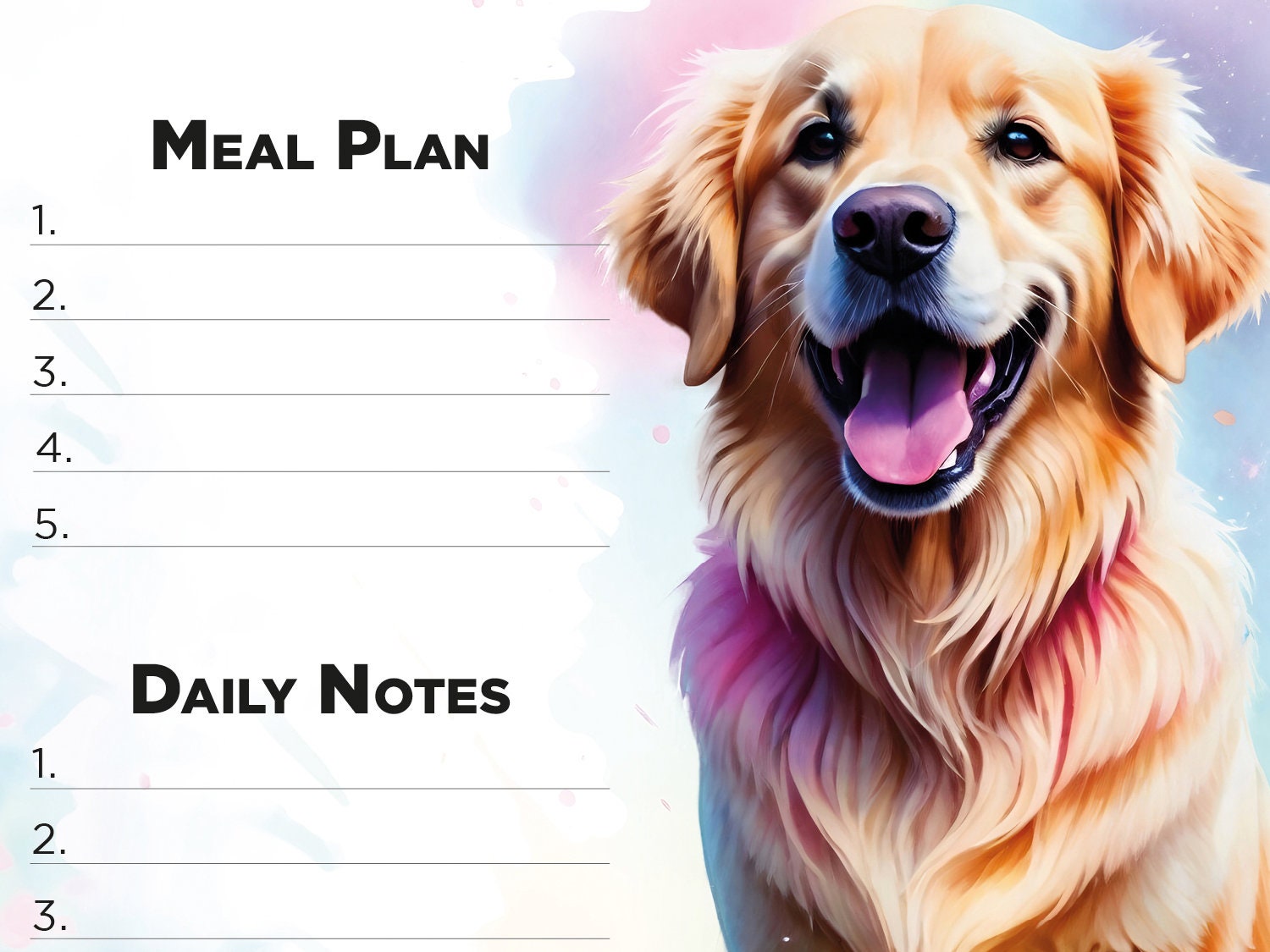 Editable Printable and Digital use Golden Retriever Dog Daily planner schedule Planner Sheet PDF dog tasks, Dog lover, dog sitting gift home