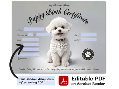 Bichon Frisepuppy certificate