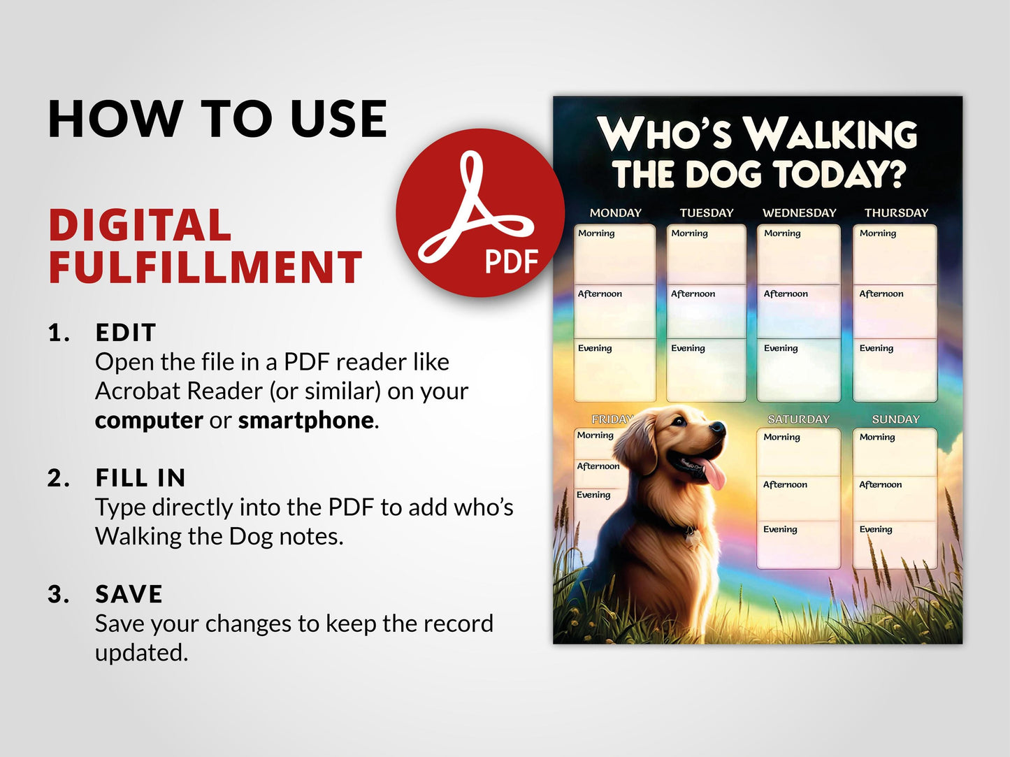 How to Use. Dog Weekly Planner Pet sitting record walking training Printable Instant Digital Download pdf easy fulfillment Notes schedule care familly
