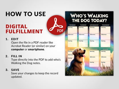How to Use. Dog Weekly Planner Pet sitting record walking training Printable Instant Digital Download pdf easy fulfillment Notes schedule care familly