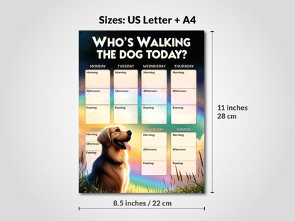 Size Available: US Letter and A4. Dog Weekly Planner Pet sitting record walking training Printable Instant Digital Download pdf easy fulfillment Notes schedule care familly